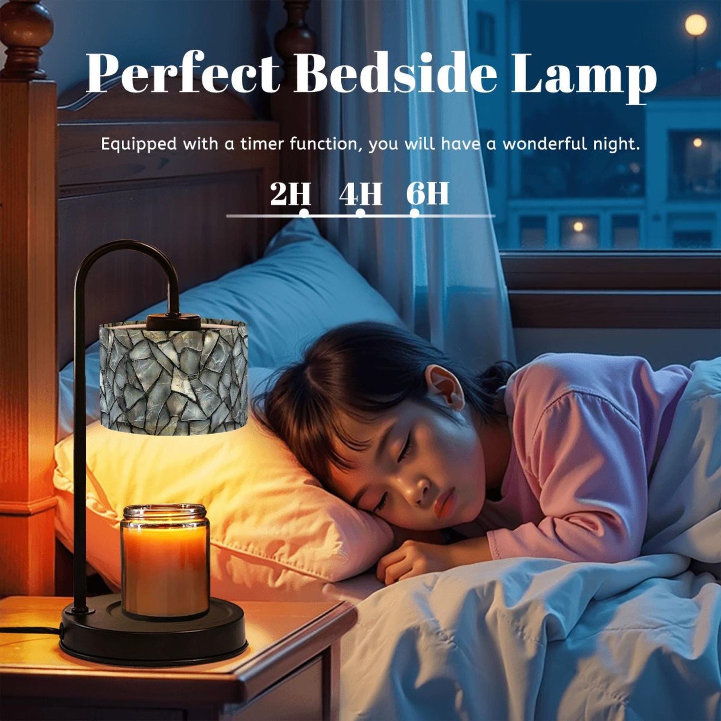 Faux Glass Candle Warmer Lamp with Linen Shade, Remote Control Candle Melter