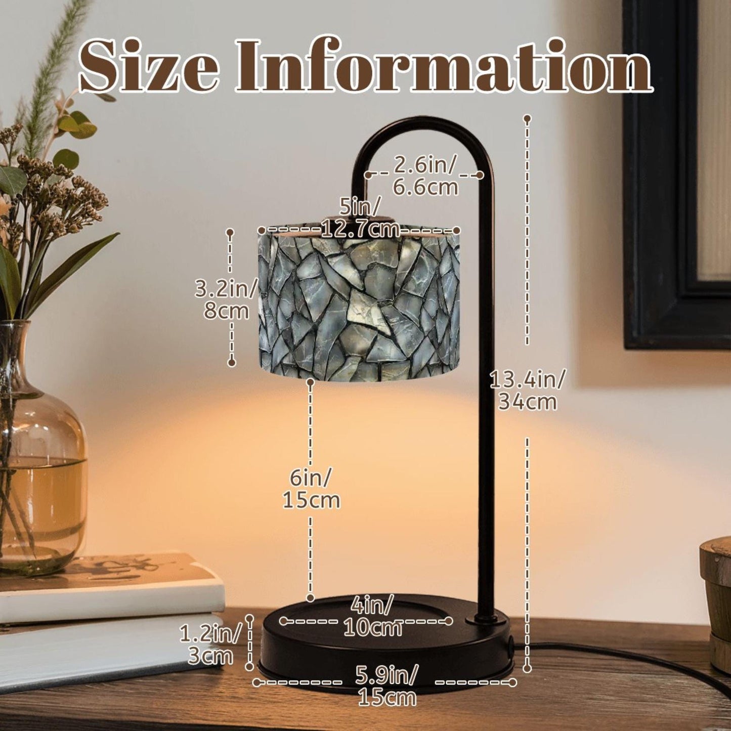 Faux Glass Candle Warmer Lamp with Linen Shade, Remote Control Candle Melter