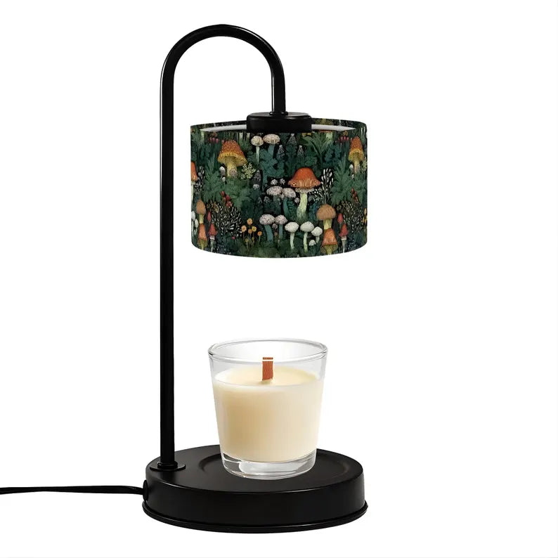 Candle Warmer Lamp, Botanical Linen Lampshade, Remote Control – Adjustable Heat, Timer & Brightness